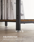 Datorbord - skrivbord med 2 hyllor - stålram - brun/svart