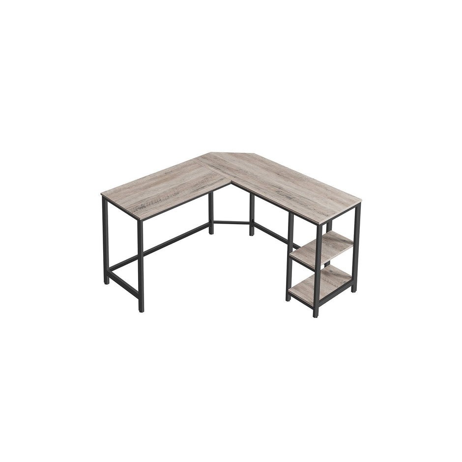 Hörnskrivbord – L-formad design – Industriell – Vintage brun/svart