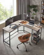 Bureau - L -Hoekbureau med 2 hyllor - Space -Saving - Industrial Design