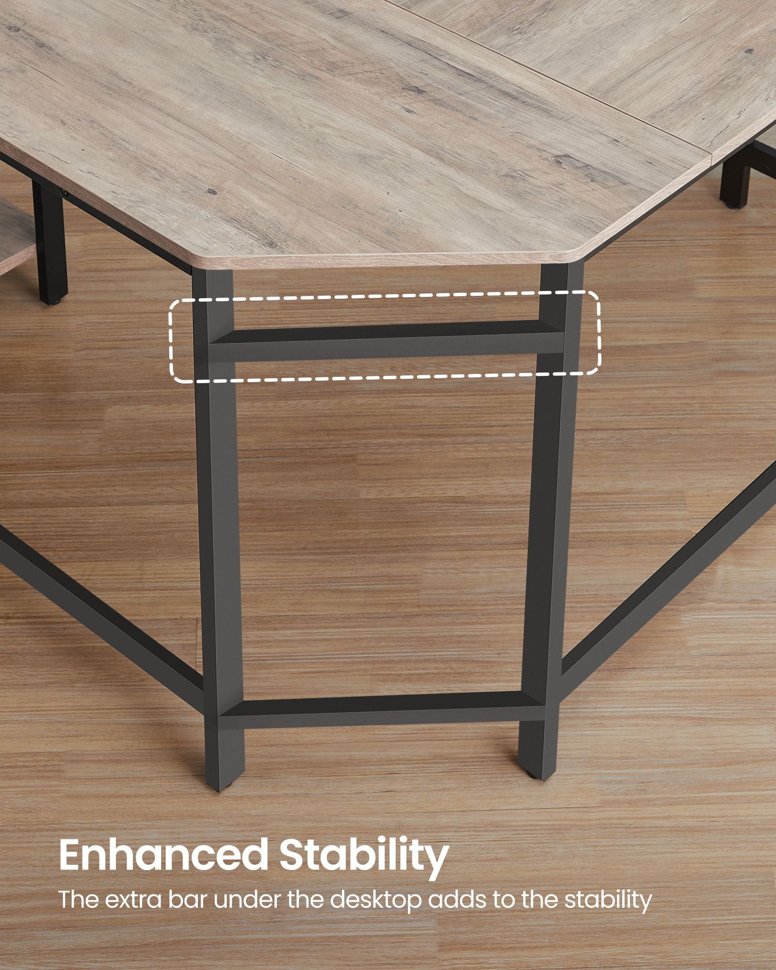 Bureau - L -Hoekbureau med 2 hyllor - Space -Saving - Industrial Design