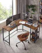 Corner Agency - Datortabell i L -SHAPE - Industrial Design - Vintage Brown/Black