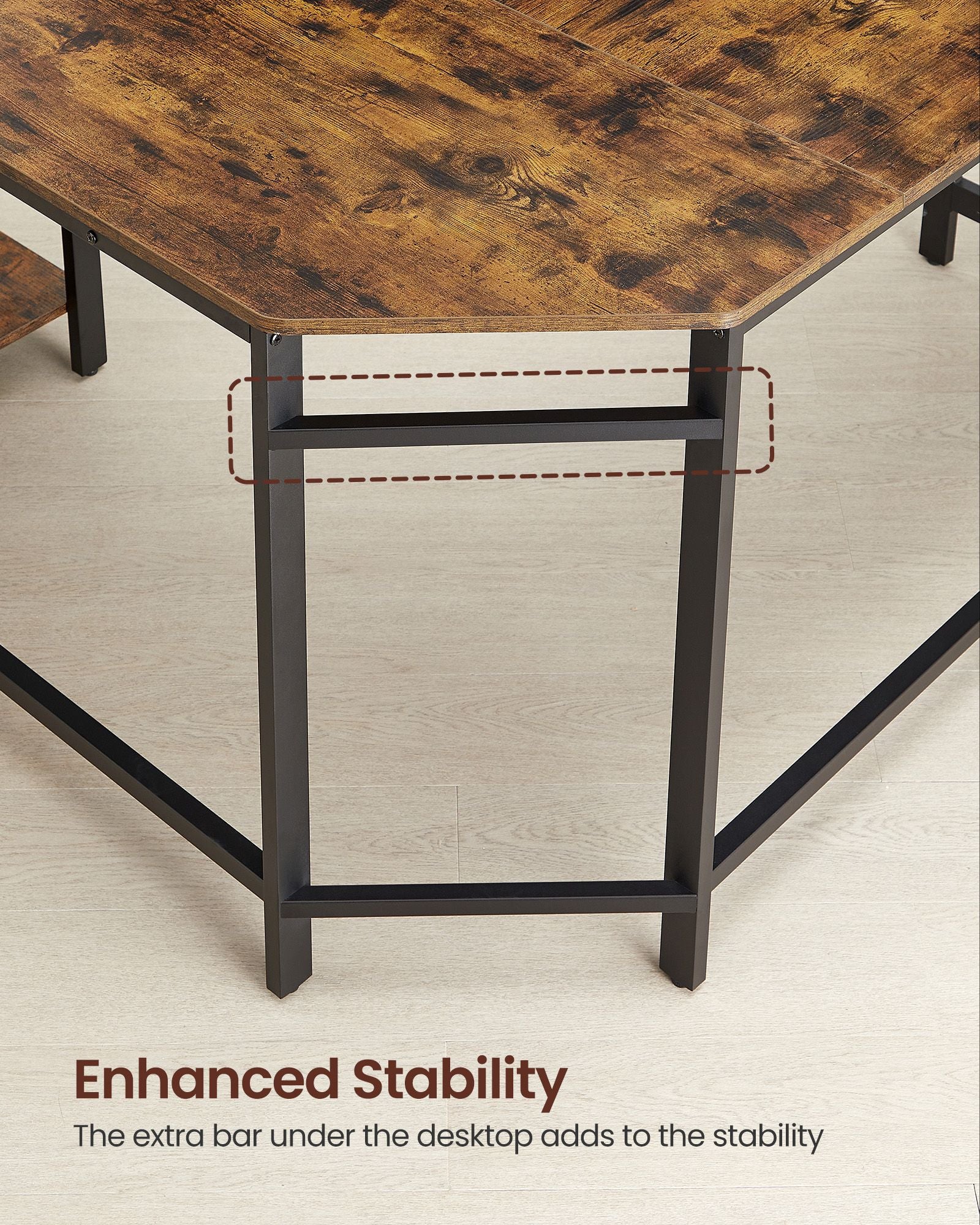 Corner Agency - Datortabell i L -SHAPE - Industrial Design - Vintage Brown/Black