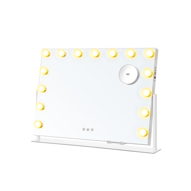 Sminkspegel med belysning och laddningsportar mattvit