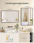 Väggspegel – Rektangulär – Aluminiumram – Modern design