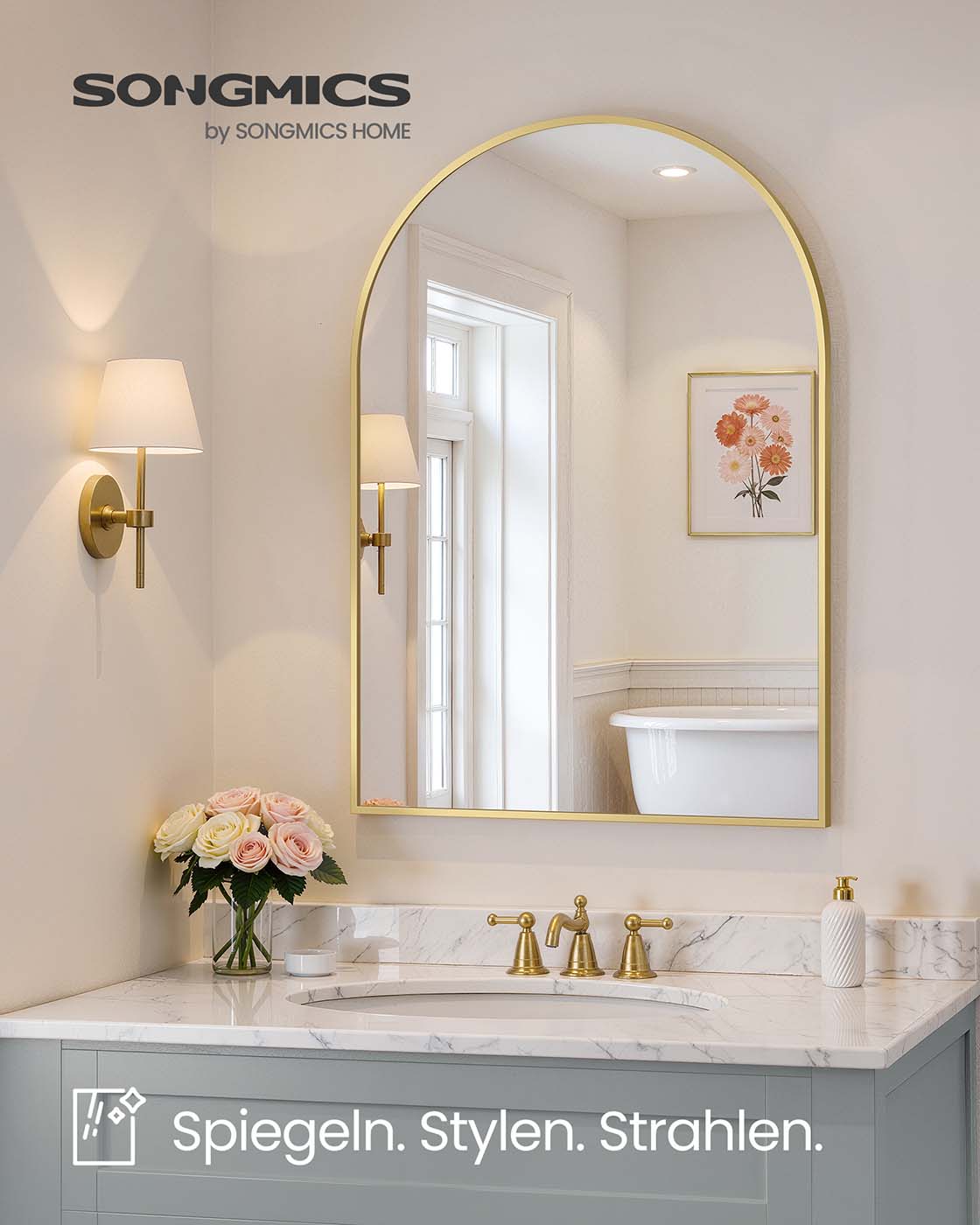 Väggspegel – Böjd – Aluminiumram – Modern design