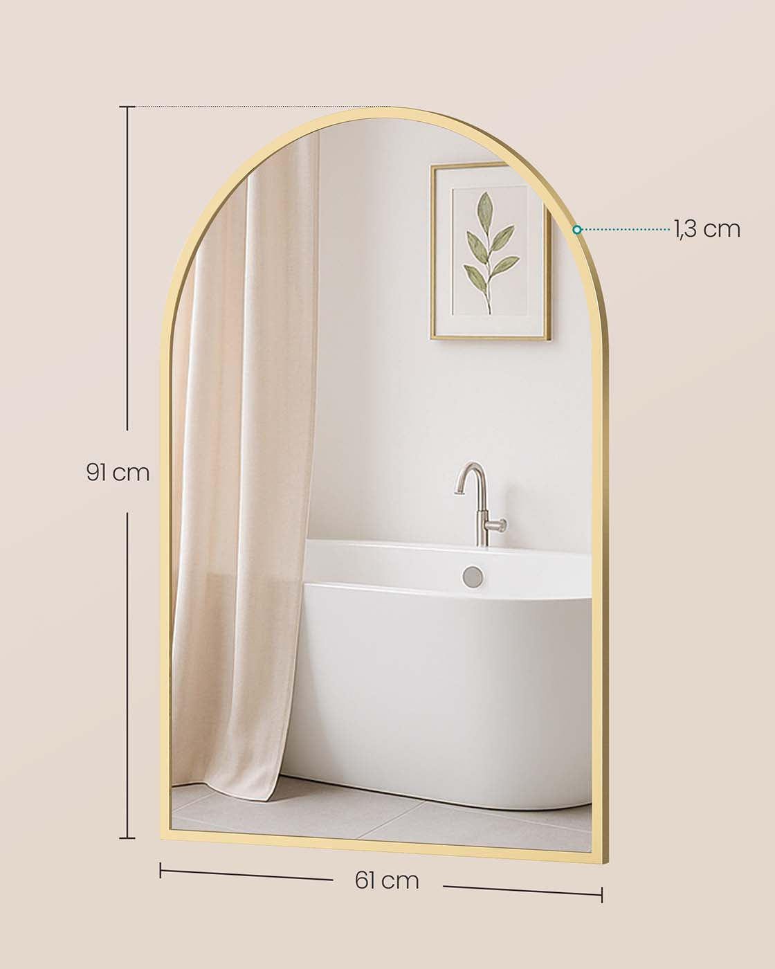 Väggspegel – Böjd – Aluminiumram – Modern design