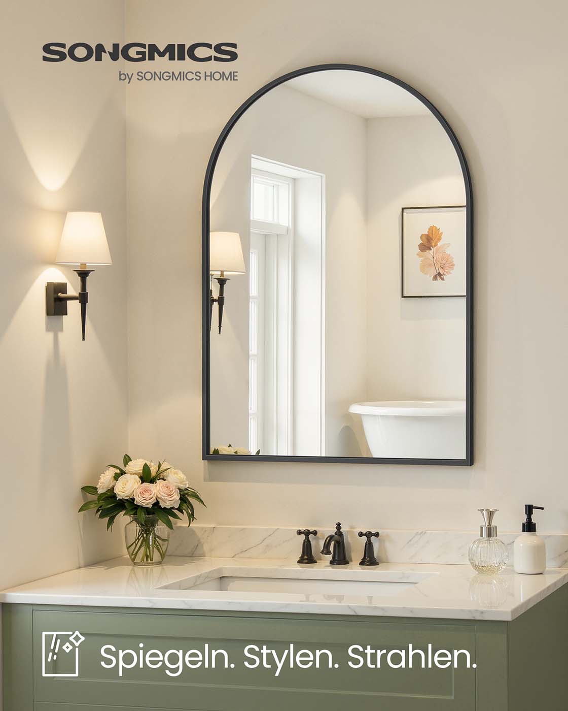 Väggspegel – Böjd – Aluminiumram – Modern design