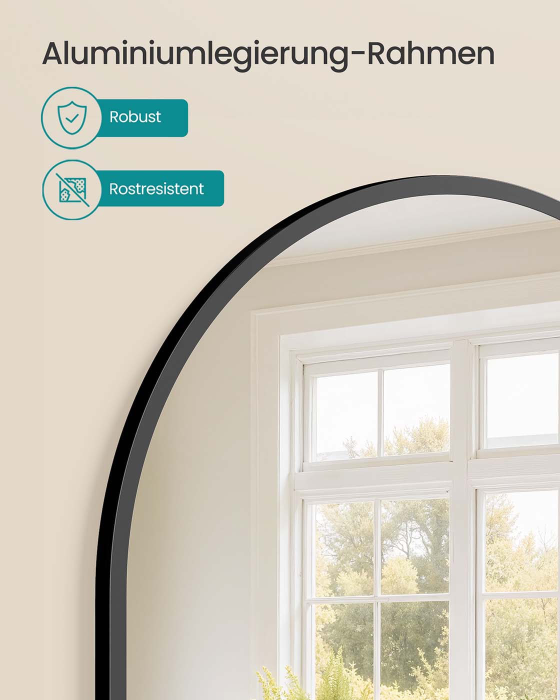 Väggspegel – Böjd – Aluminiumram – Modern design