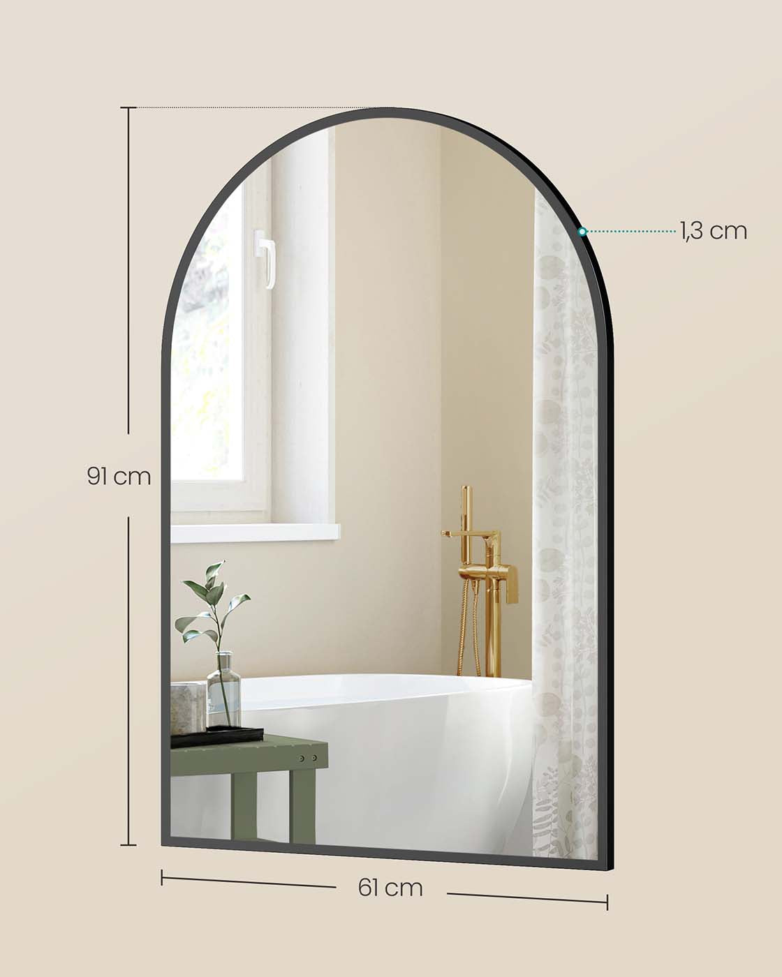 Väggspegel – Böjd – Aluminiumram – Modern design