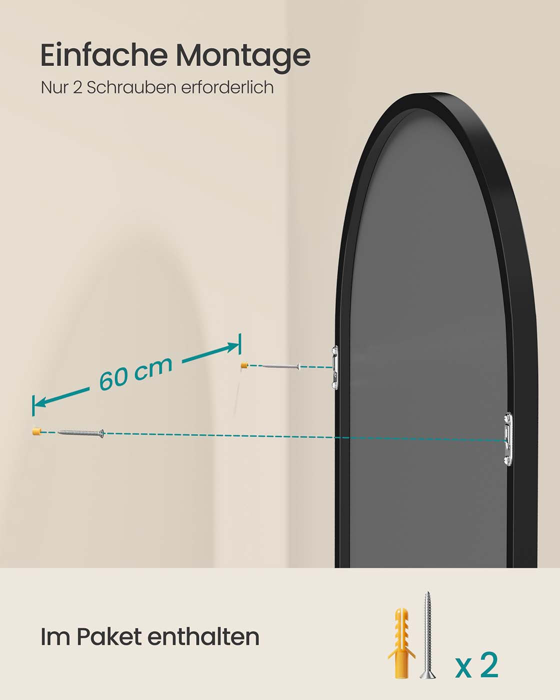 Väggspegel – Böjd – Aluminiumram – Modern design