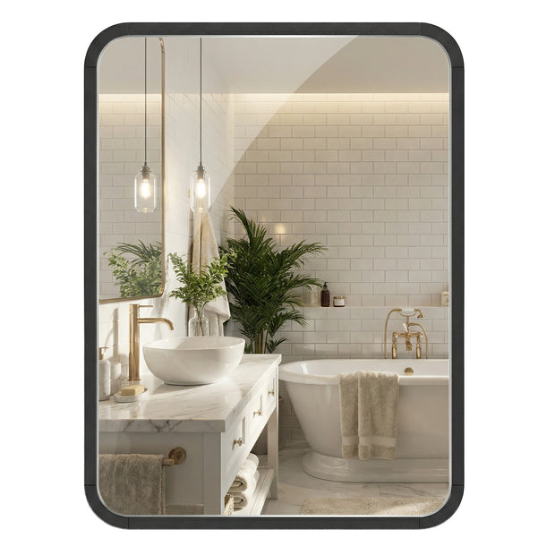 Wandspiegel - Rechthoekig - Aluminium Frame - 40 x 30 cm - Zwart