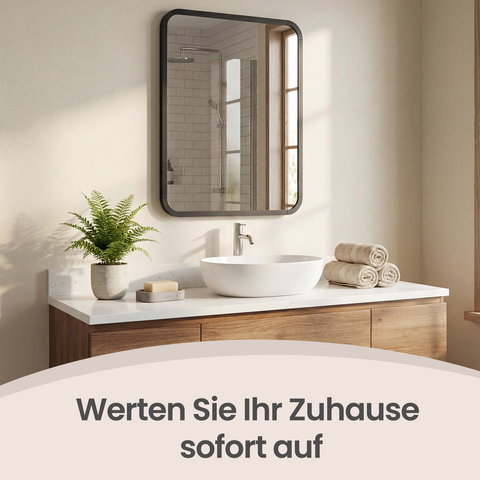 Wandspiegel - Rechthoekig - Aluminium Frame - 40 x 30 cm - Zwart