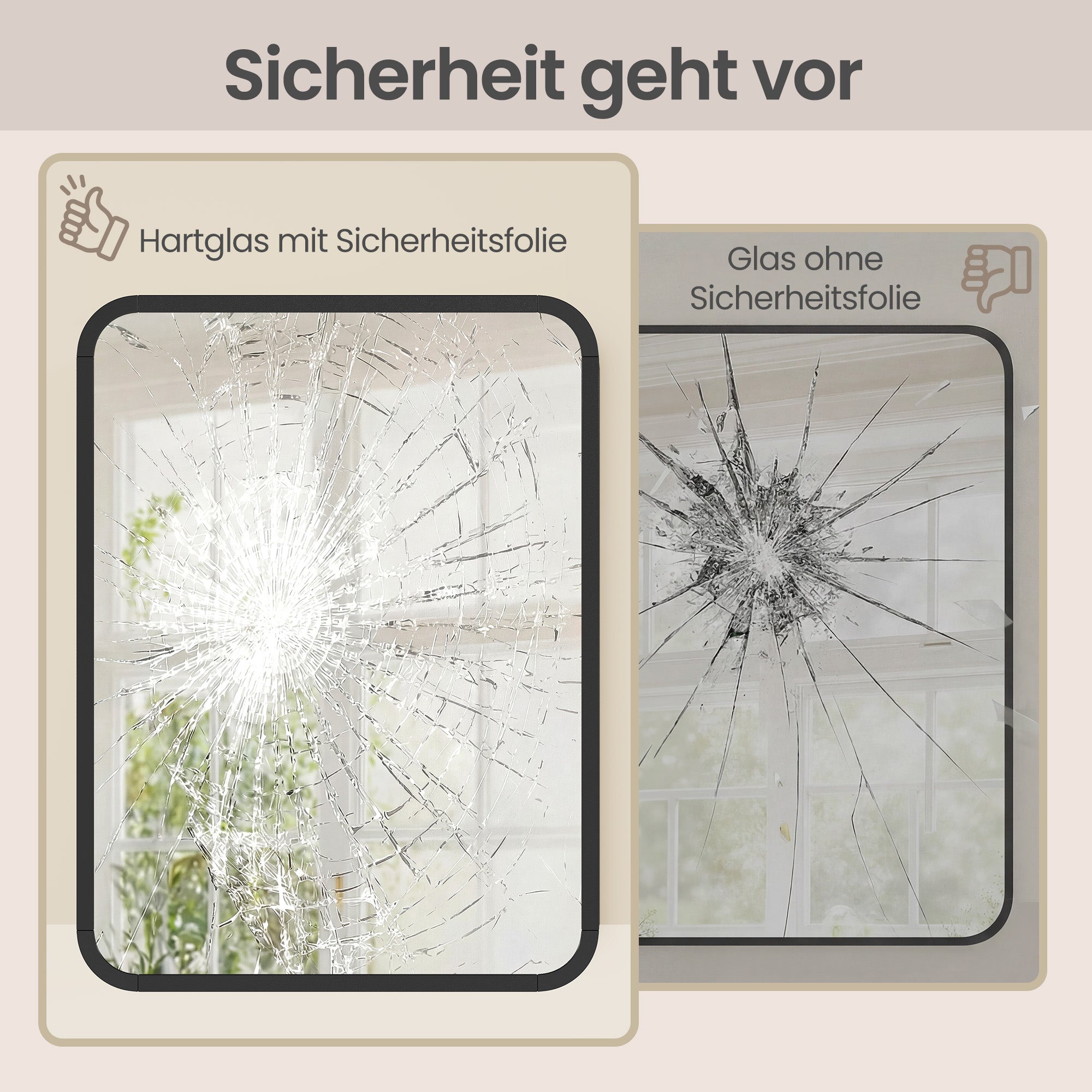 Wandspiegel - Rechthoekig - Aluminium Frame - 40 x 30 cm - Zwart