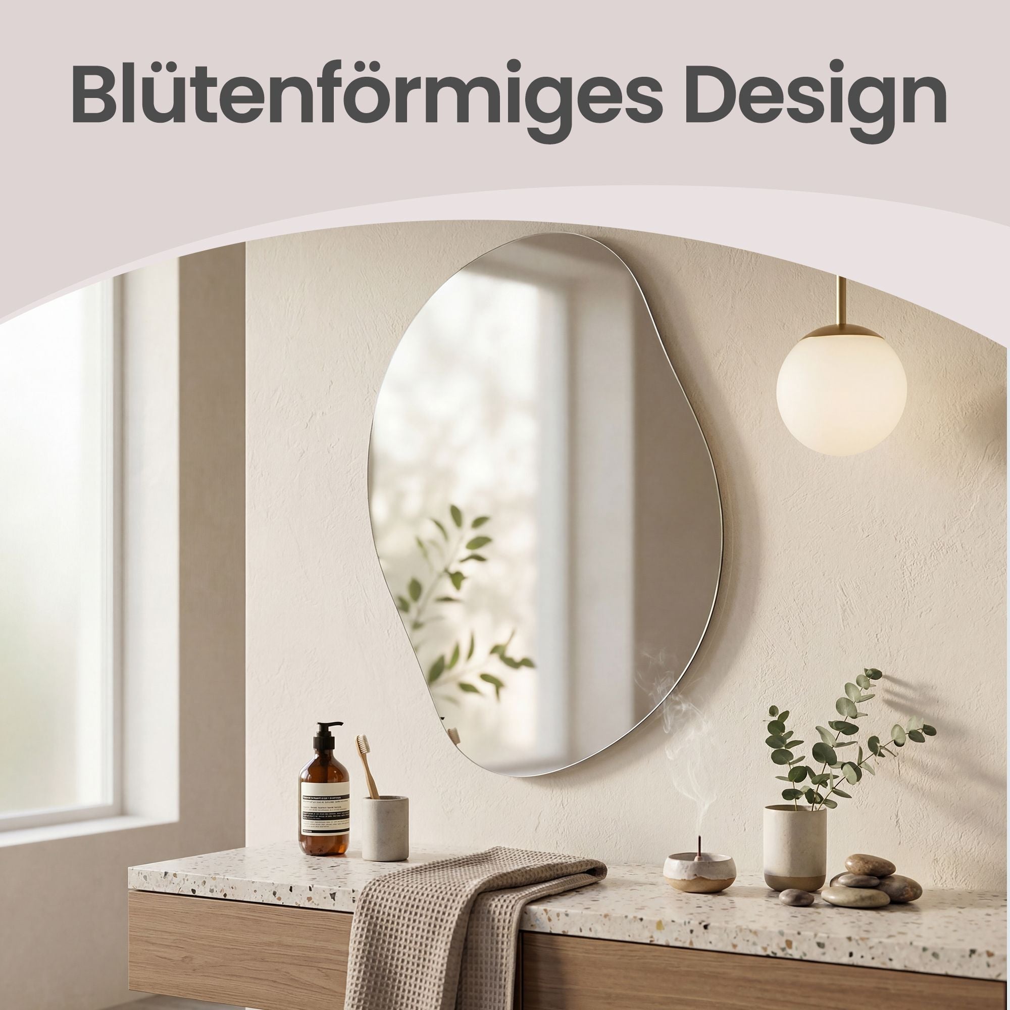 Wandspiegel - Bloemvorm - Frameloos - Asymmetrisch - 60 x 45 cm