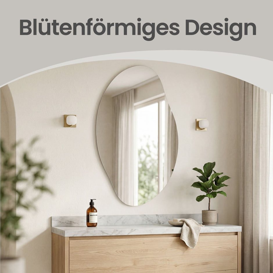 Wandspiegel - Bloemvorm - Frameloos - Asymmetrisch - 85 x 50 cm