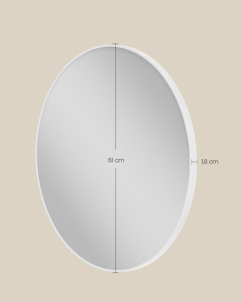 Ronde Wandspiegel – Ø 61 cm – Metalen Frame – Mat wit
