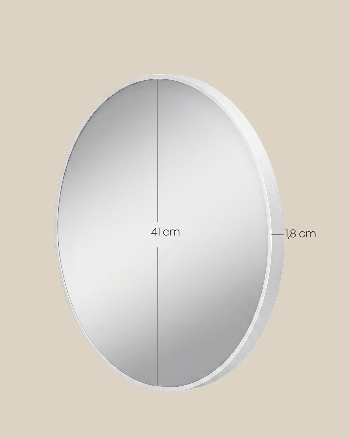 Ronde Wandspiegel – Ø 41 cm – Metalen Frame – Mat wit