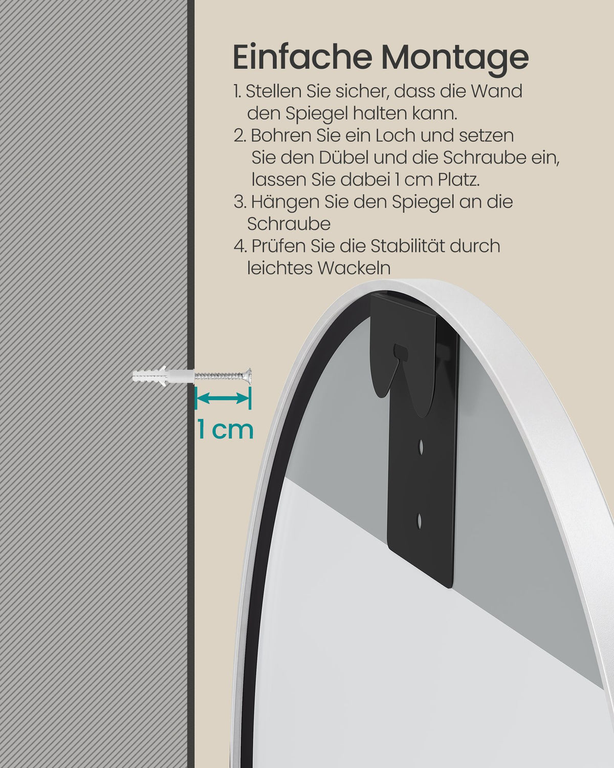 Ronde Wandspiegel – Ø 41 cm – Metalen Frame – Mat wit
