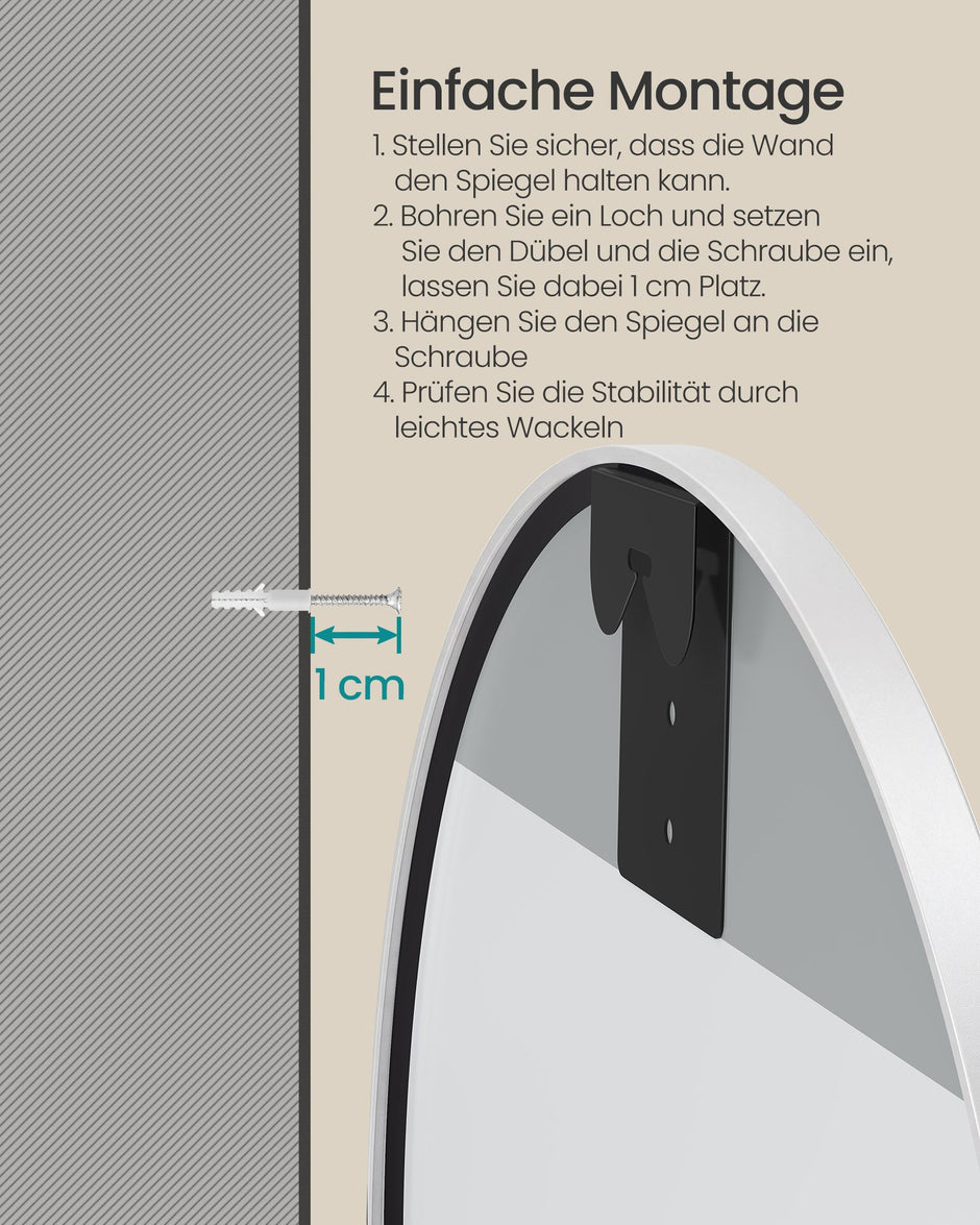 Ronde Wandspiegel – Ø 41 cm – Metalen Frame – Mat wit