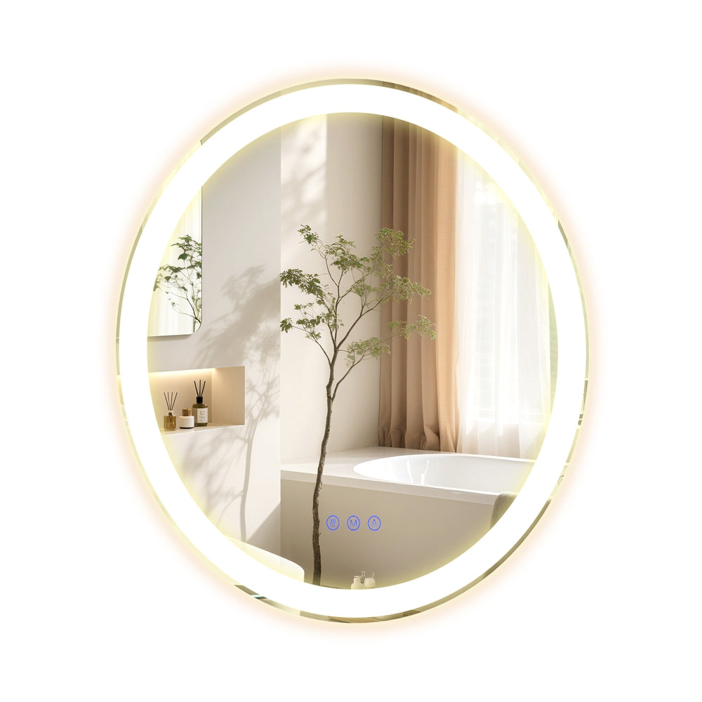 Ronde Badkamerspiegel - Met Ledverlichting - Dimbaar - 61 cm - Wit