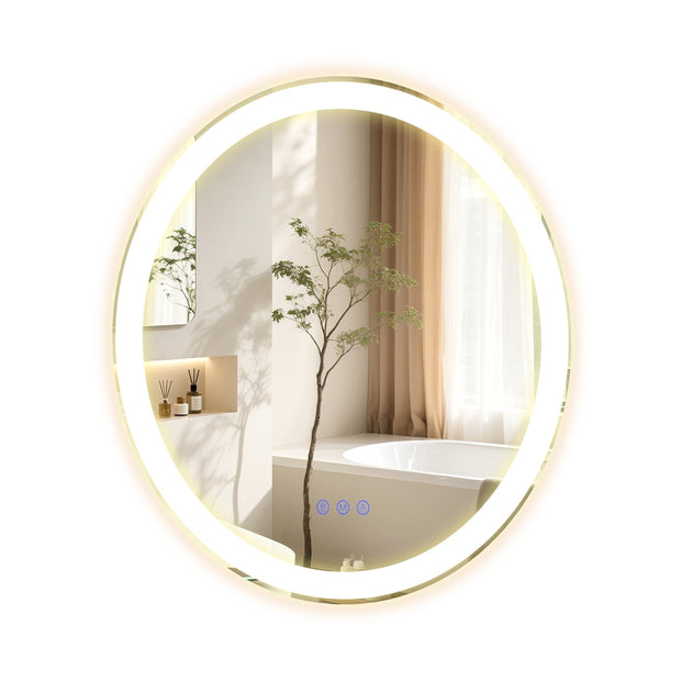 Ronde Badkamerspiegel - Met Ledverlichting - Dimbaar - 61 cm - Wit