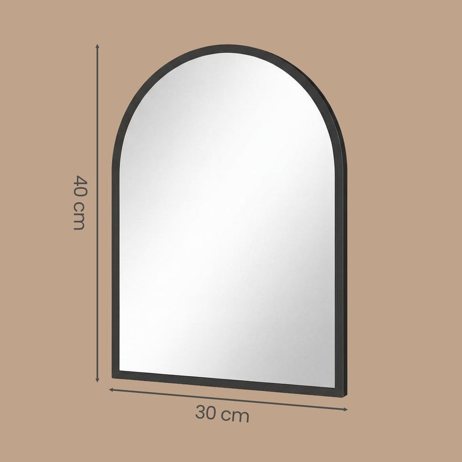 Wandspiegel - Gebogen - Aluminium Frame - 40 x 30 cm - Zwart