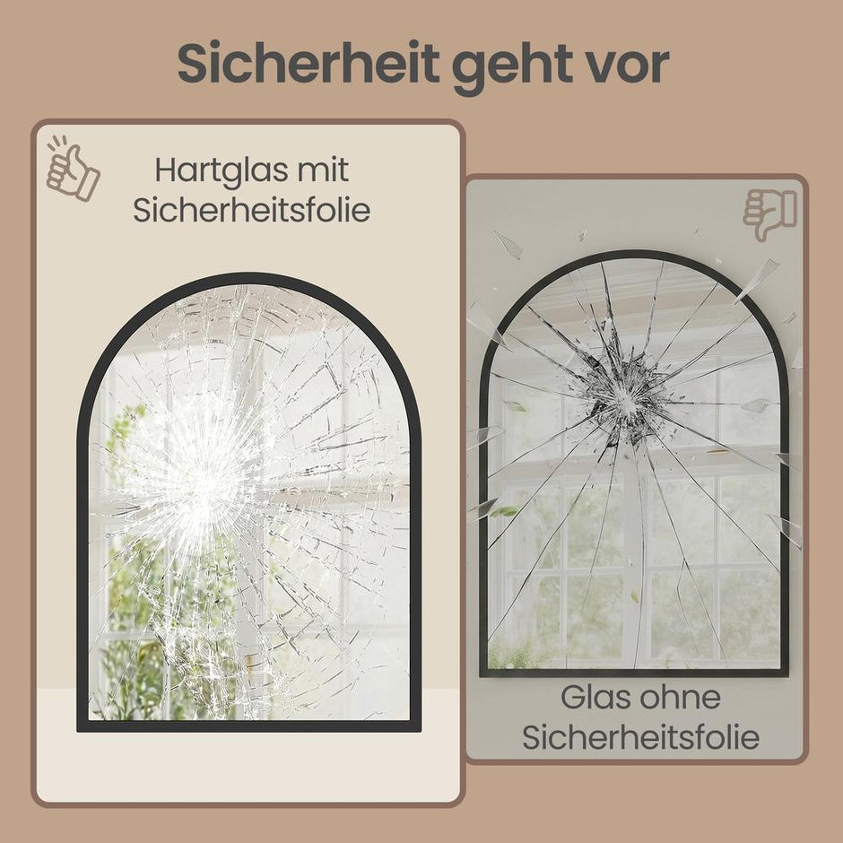 Wandspiegel - Gebogen - Aluminium Frame - 40 x 30 cm - Zwart