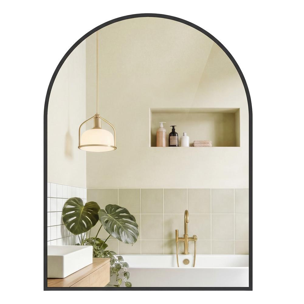 Wandspiegel - Gebogen - Aluminium Frame - 81 x 61 cm - Zwart
