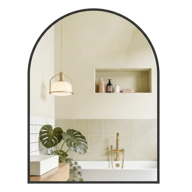 Wandspiegel - Gebogen - Aluminium Frame - 81 x 61 cm - Zwart