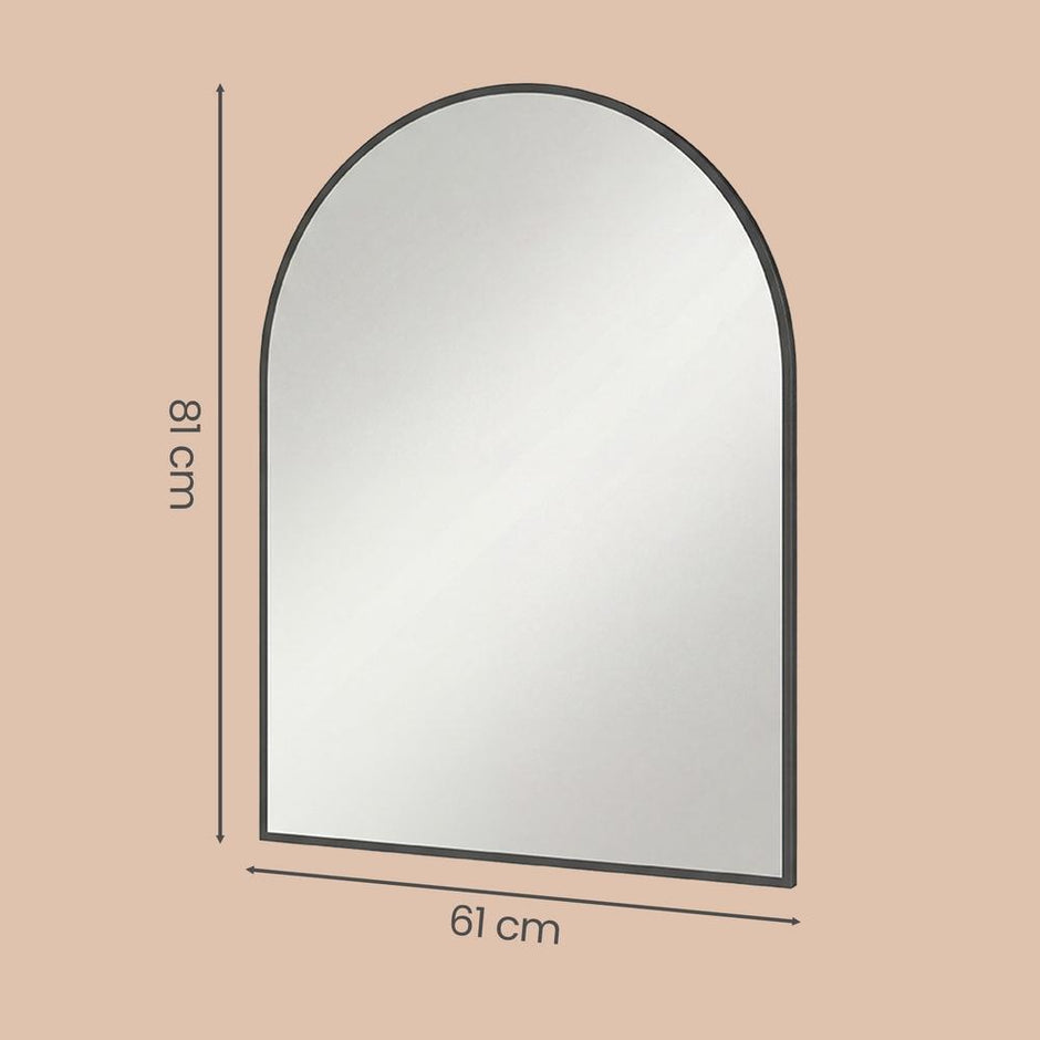 Wandspiegel - Gebogen - Aluminium Frame - 81 x 61 cm - Zwart