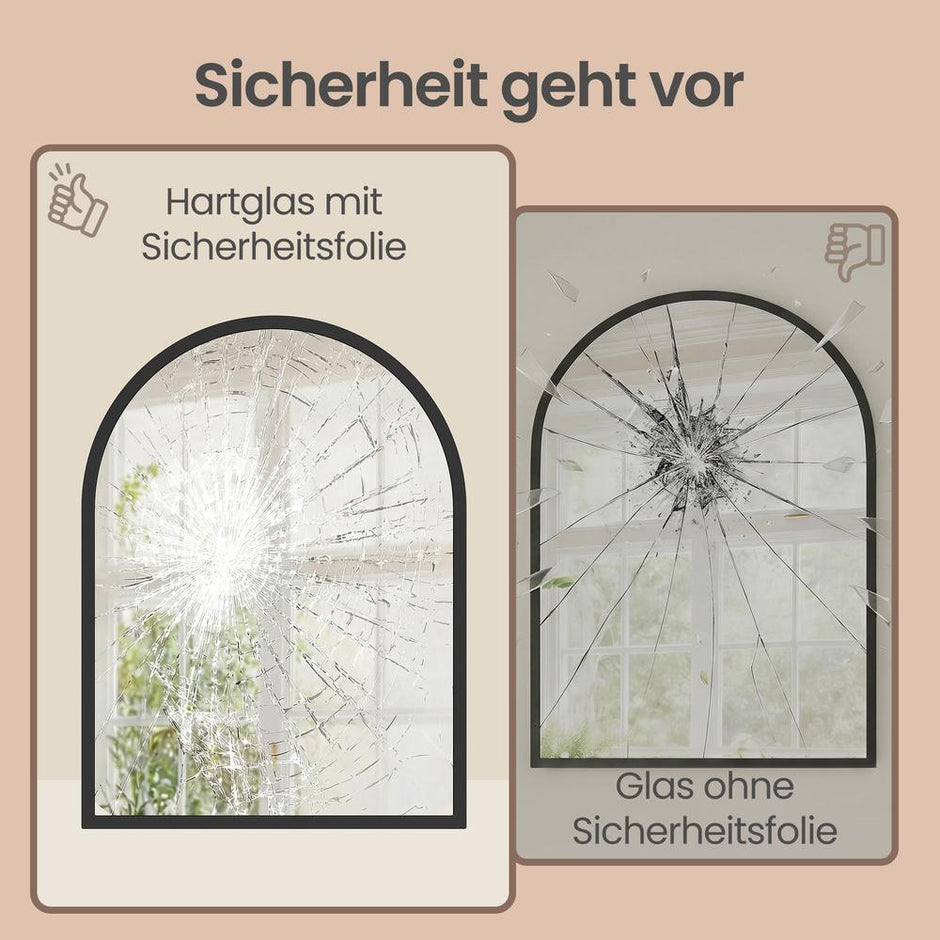 Wandspiegel - Gebogen - Aluminium Frame - 81 x 61 cm - Zwart