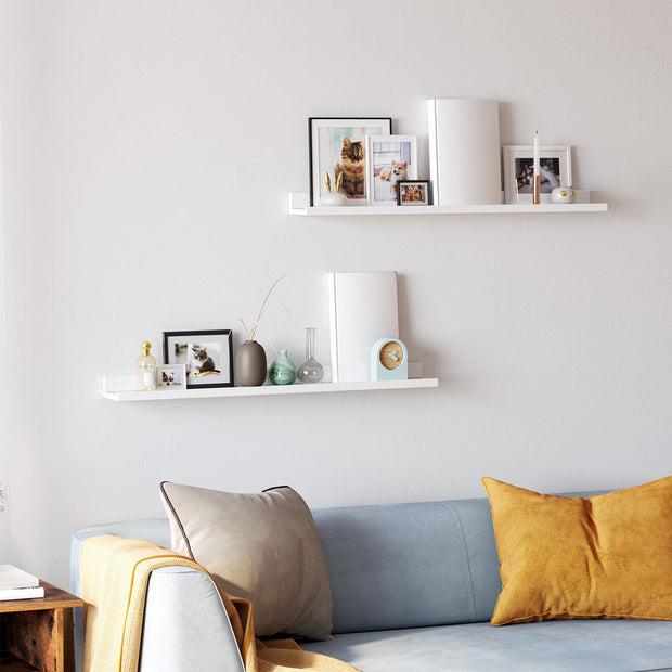 Flytande vägghylla Set om 2 – Högglans – Vit