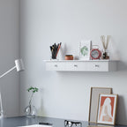 Väggskåp - med 3 lådor - flytande bräde - vitt