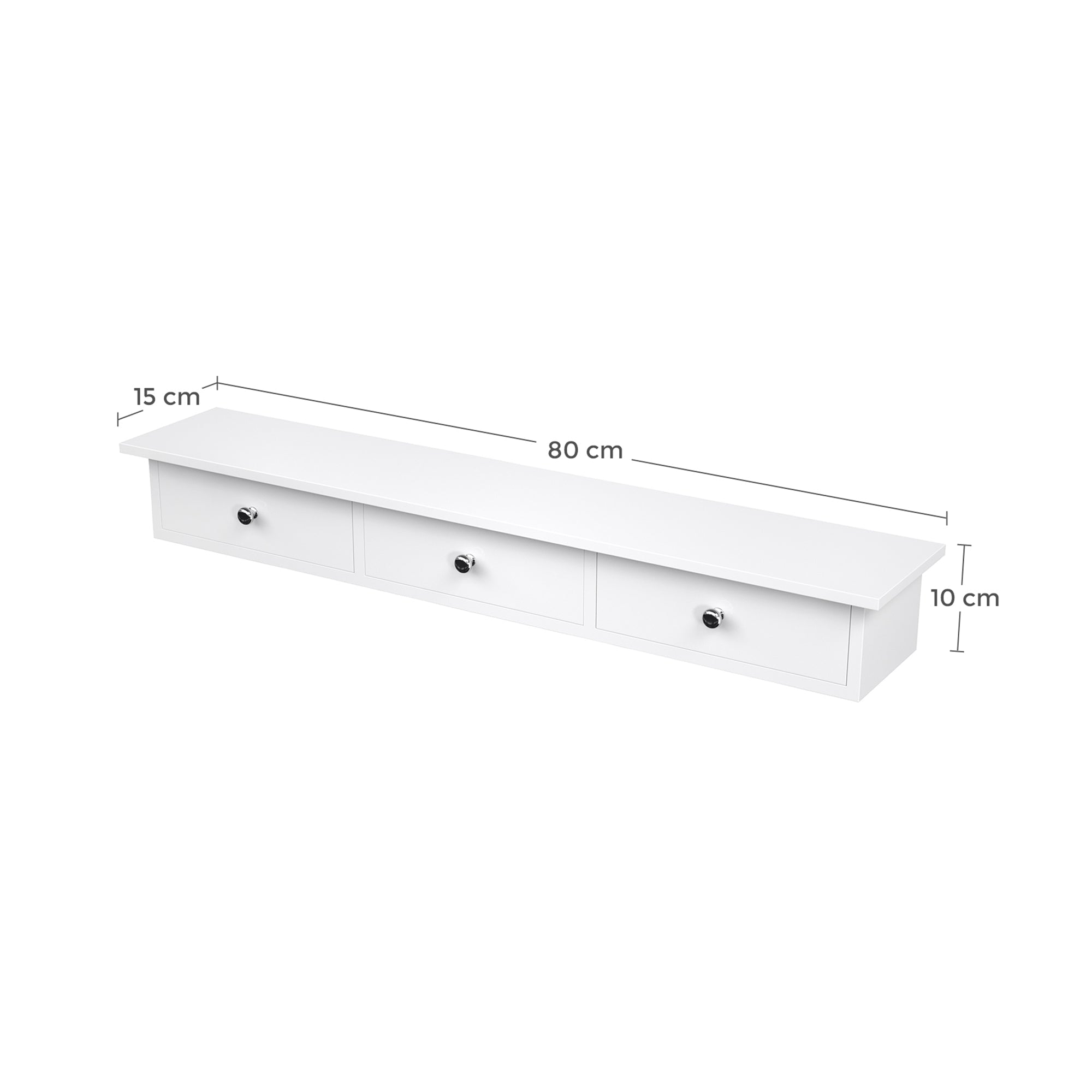 Väggskåp – Med 3 lådor – Flytande hylla – Vit