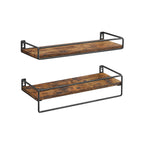 Vägghyllor - uppsättning av 2 - flytande - industriell design - brun / svart