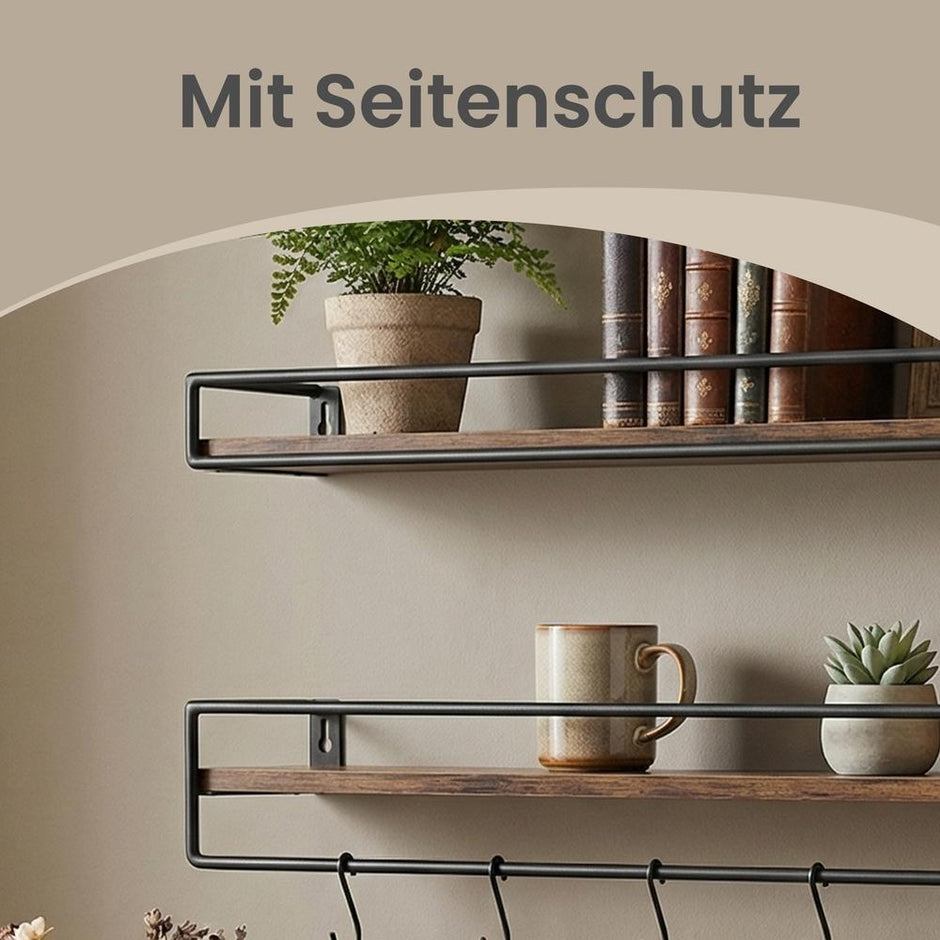 Wandplanken - Set van 2 - Met Stang - Zwevend - Bruin-zwart