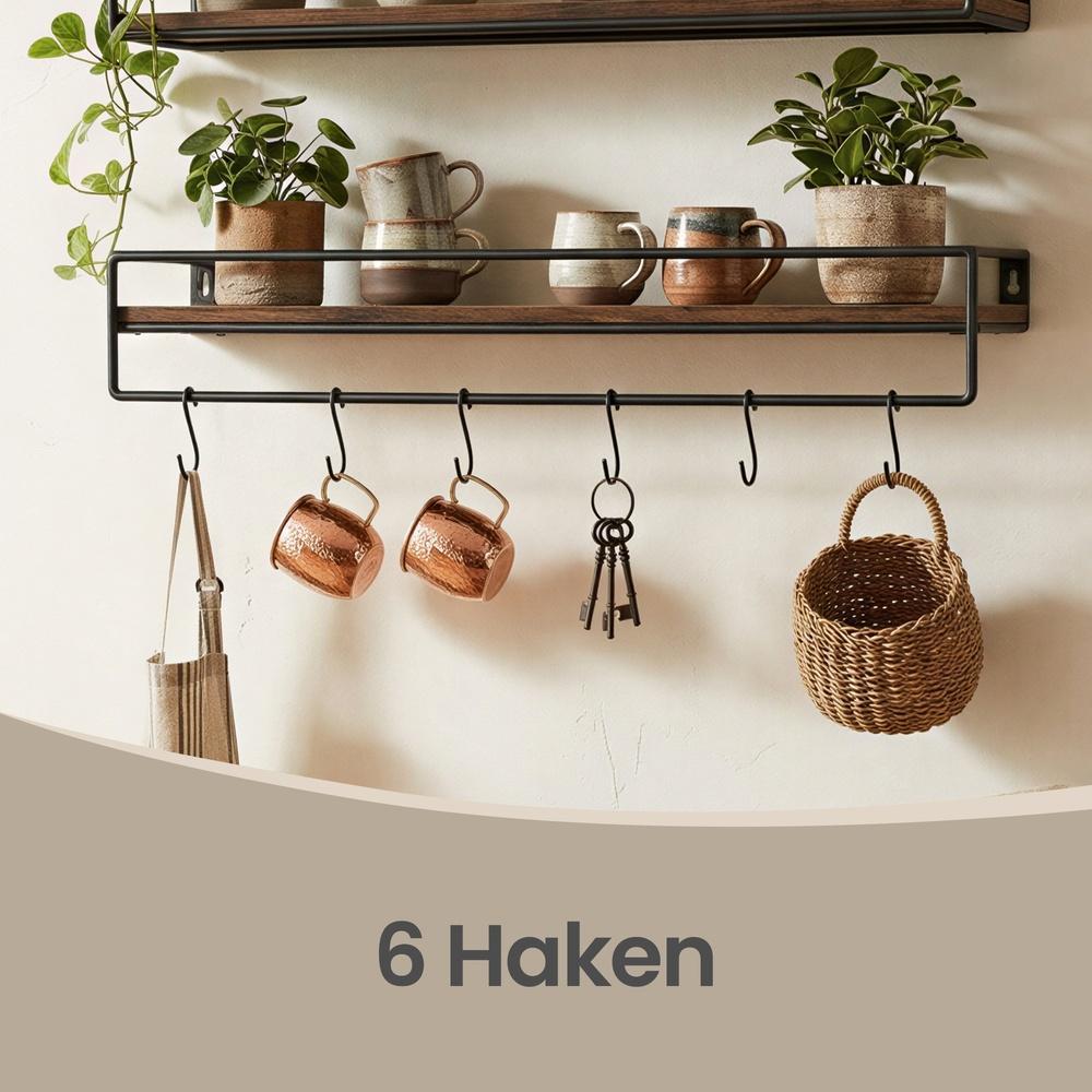 Wandplanken - Set van 2 - Met Stang - Zwevend - Bruin-zwart