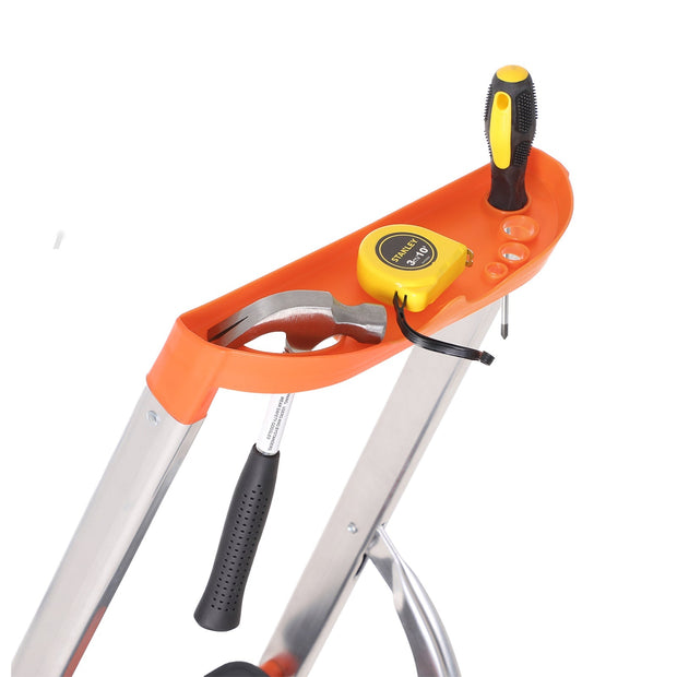 Vikbar aluminiumstege – Halkfri – Svart-Orange