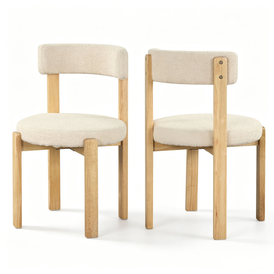 Matstolar – pack stoppad köksstol i teddyfleece med svängd ryggstöd – 2 – Beige