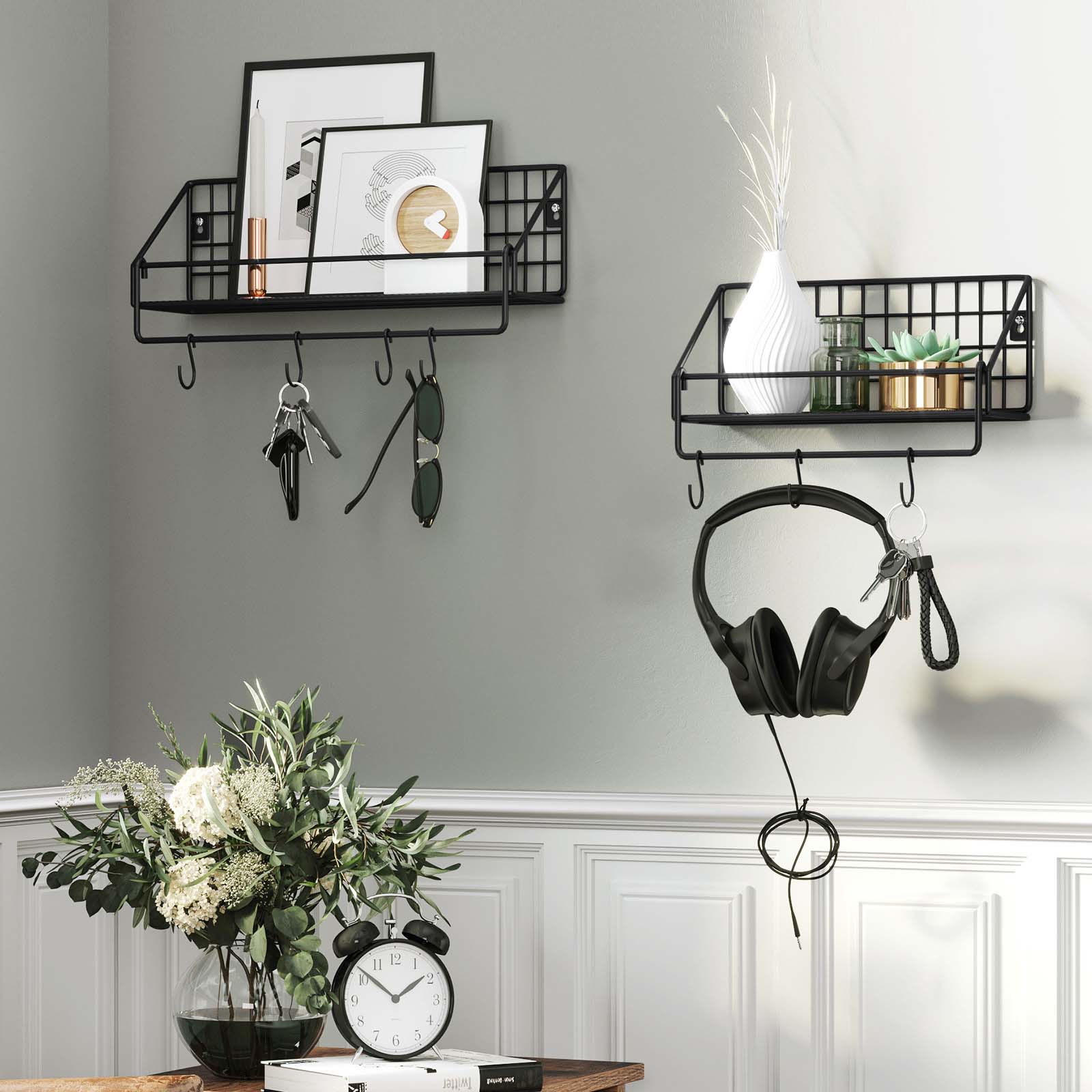 Vägghyllor – Set om 2 – Industriell design – Svart