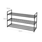 Shoe Rack - med 3 nivåer - för 12-15 par skor - metall - svart
