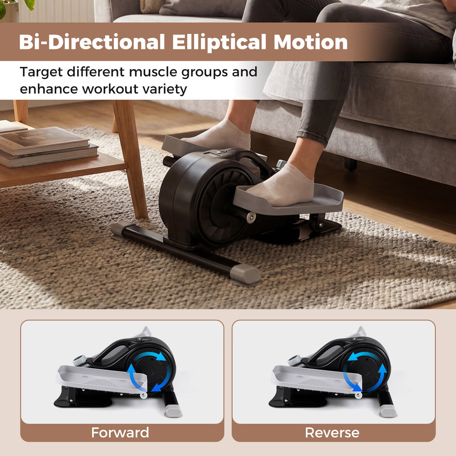 Mini – elliptisk tränare, elektrisk crosstrainer med LCD skärm, handtag och halkfria pedaler