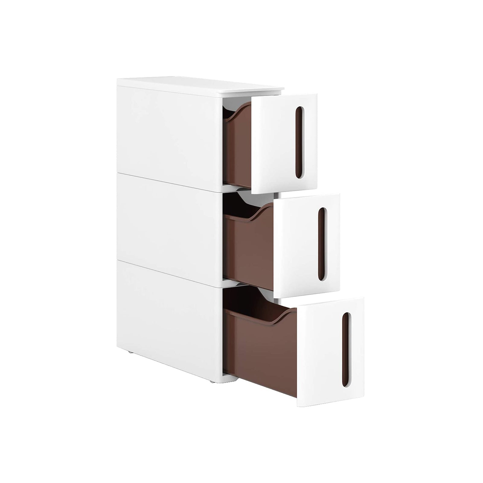 Badrumsställ - Scrabbage - Nisplank - med 3 lådor - Small - On Wheels - White