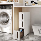 Badrumsställ - Scrabbage - Nisplank - med 3 lådor - Small - On Wheels - White