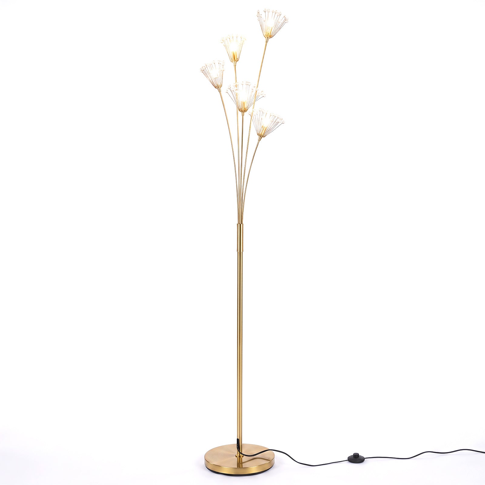 Modern – golvlampa i maskrosform, dekorativ stående med metallram – 28 x 180 cm