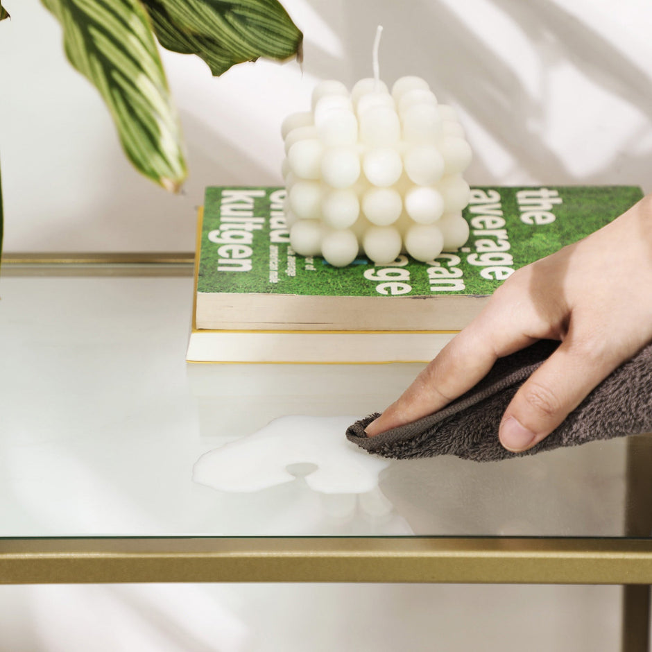Konsolbord – Modern design – Glasskiva – Guld