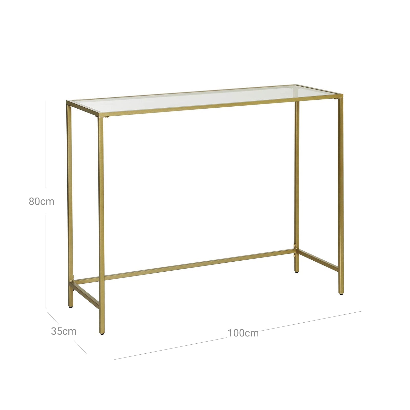 Konsolbord – Modern design – Glasskiva – Guld