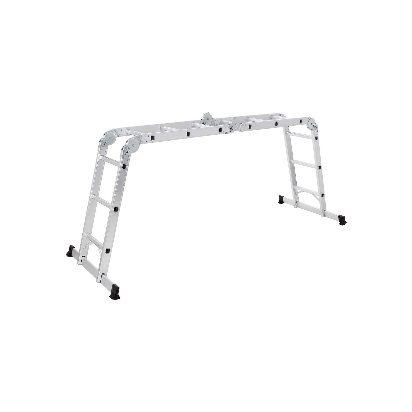 Multifunktionell stege - aluminium - med 2 metallplattor - vikbar - 150 kg - silver