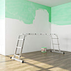 Multifunktionell stege - aluminium - med 2 metallplattor - vikbar - 150 kg - silver