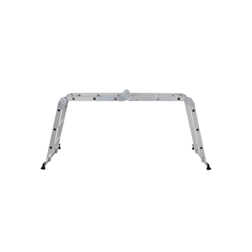 Multifunktionell stege - aluminium - med 2 metallplattor - vikbar - 150 kg - silver